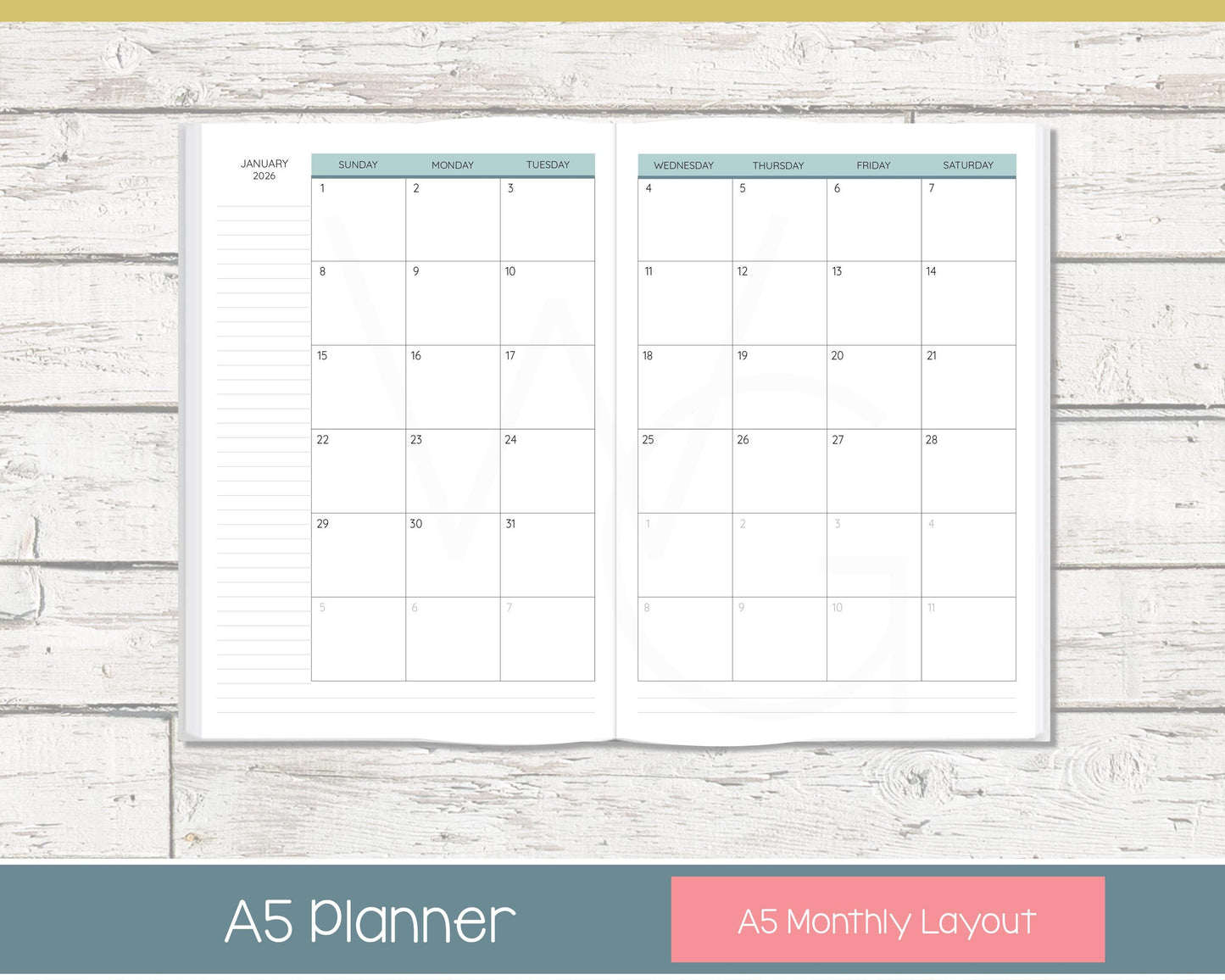 Complete Vertical Planner | Month, Week, Day Planner | Lined Layout | Chevron Rainbow