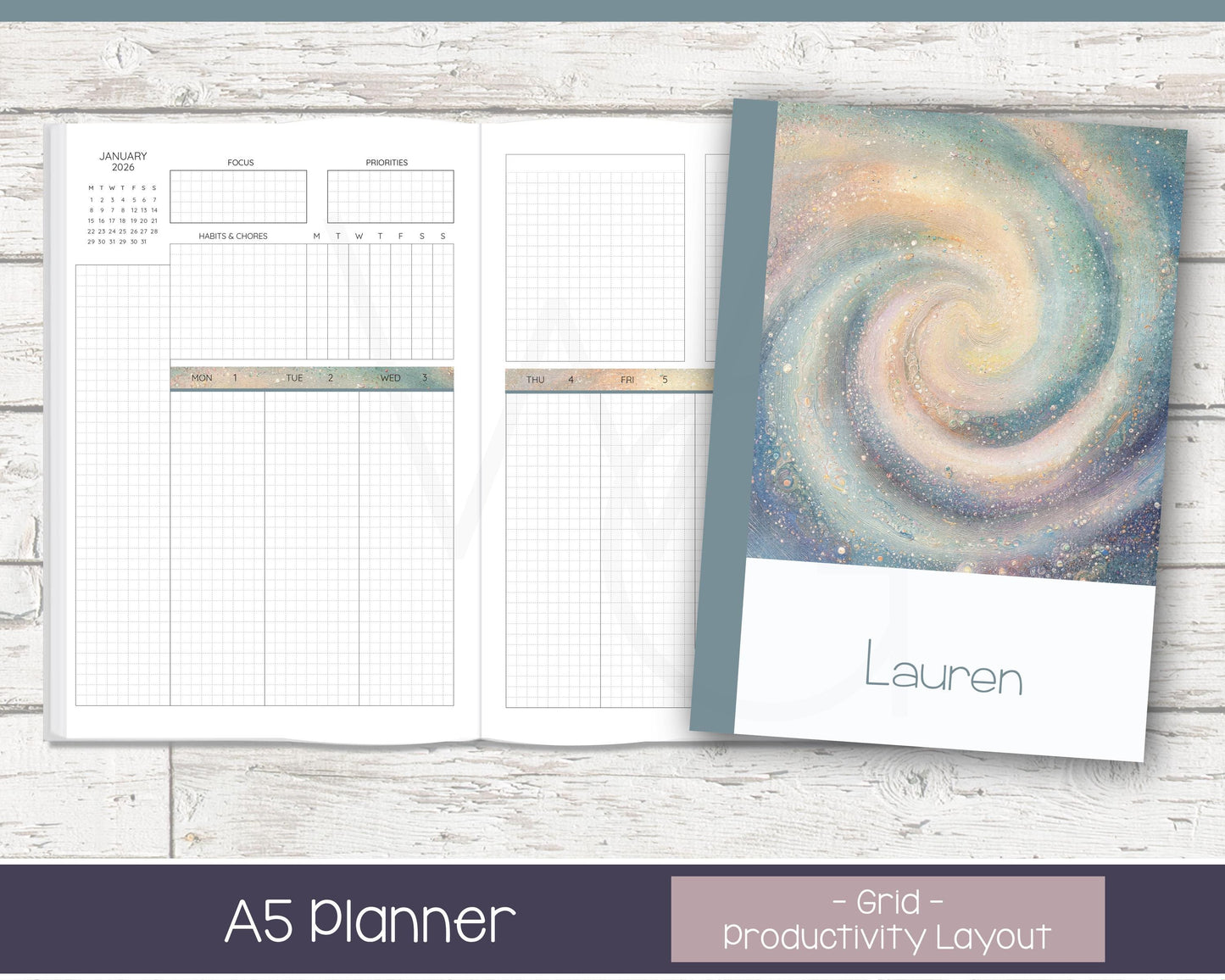 Weekly Personalized Planner | Productivity Weekly Planner | Grid Layout | In the Stars
