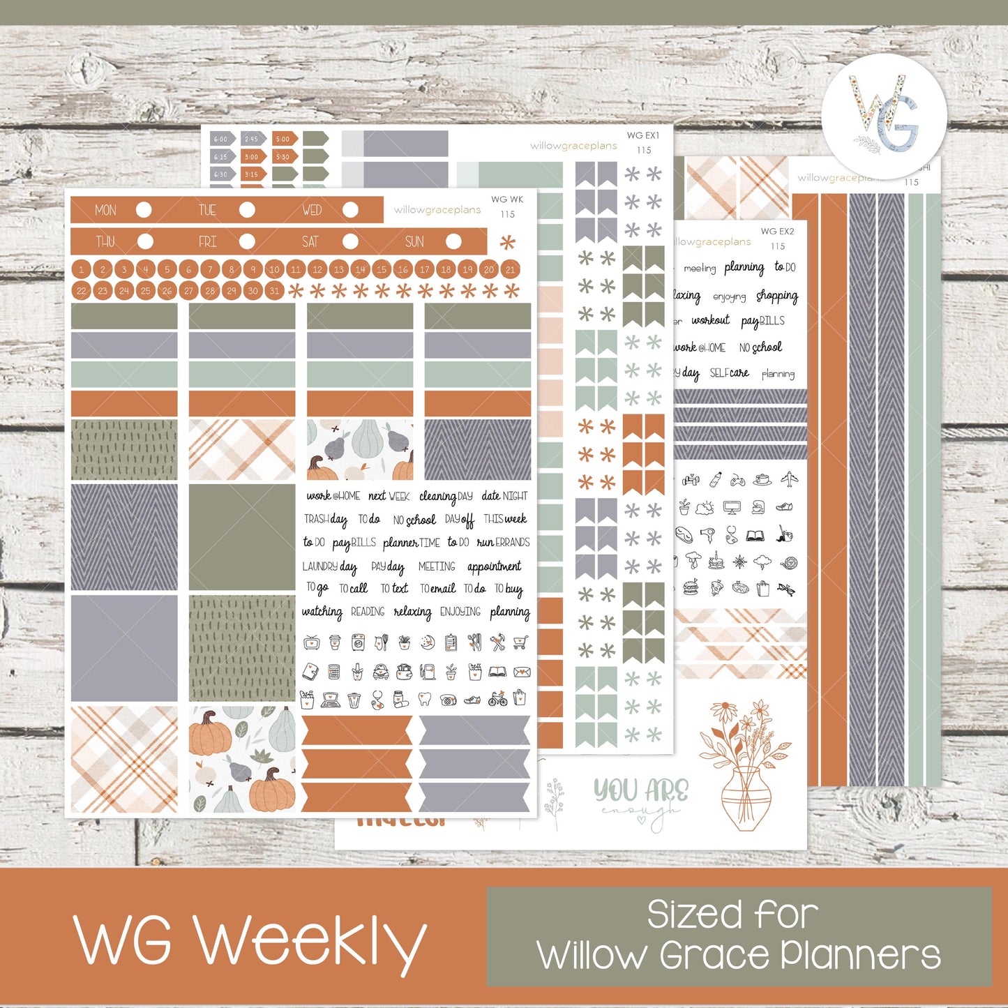 Willow Grace Planner Stickers - Weekly Planner Stickers | WGW-115