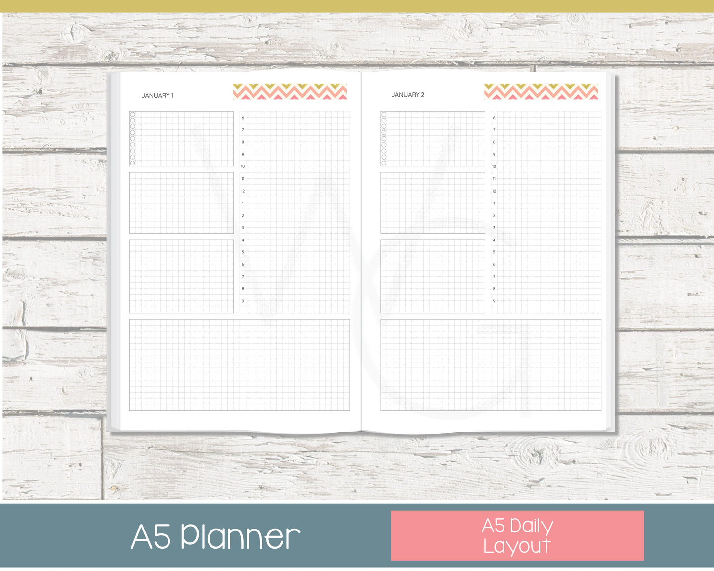 Complete Productivity Planer | Month, Week, Day Planner | Grid Layout | Chevron Rainbow