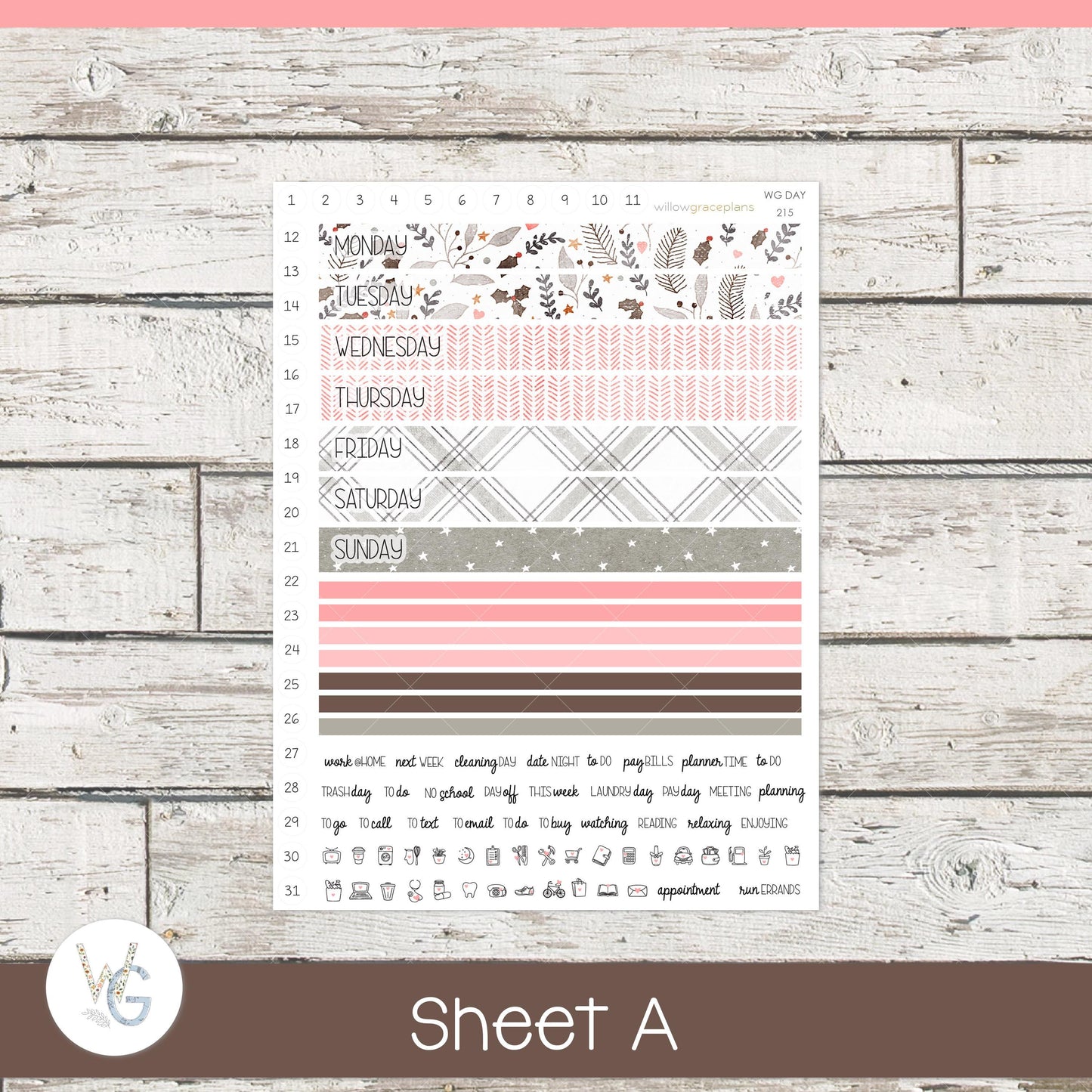 Willow Grace Planner Stickers - Daily Planner Stickers | WGD-215