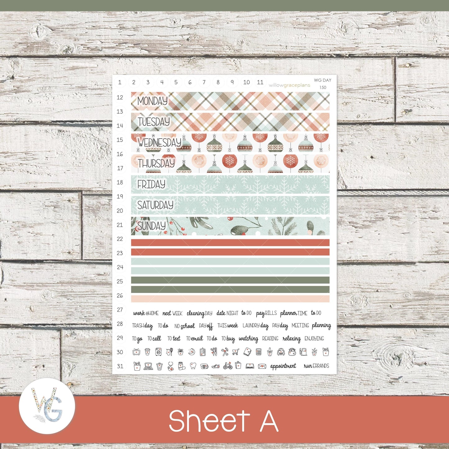 Willow Grace Planner Stickers - Daily Planner Stickers | WGD-150