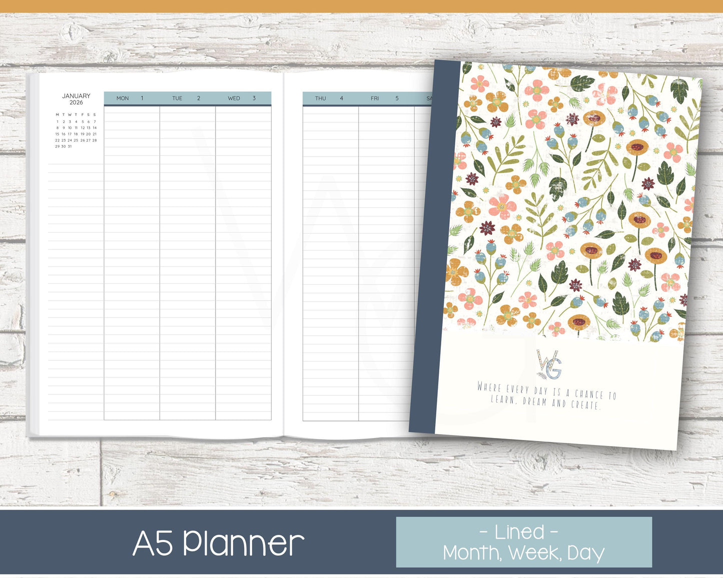 2026 Complete Planner | Month, Week, Day Planner | Lined Layout - Colorful | Meadow RTS