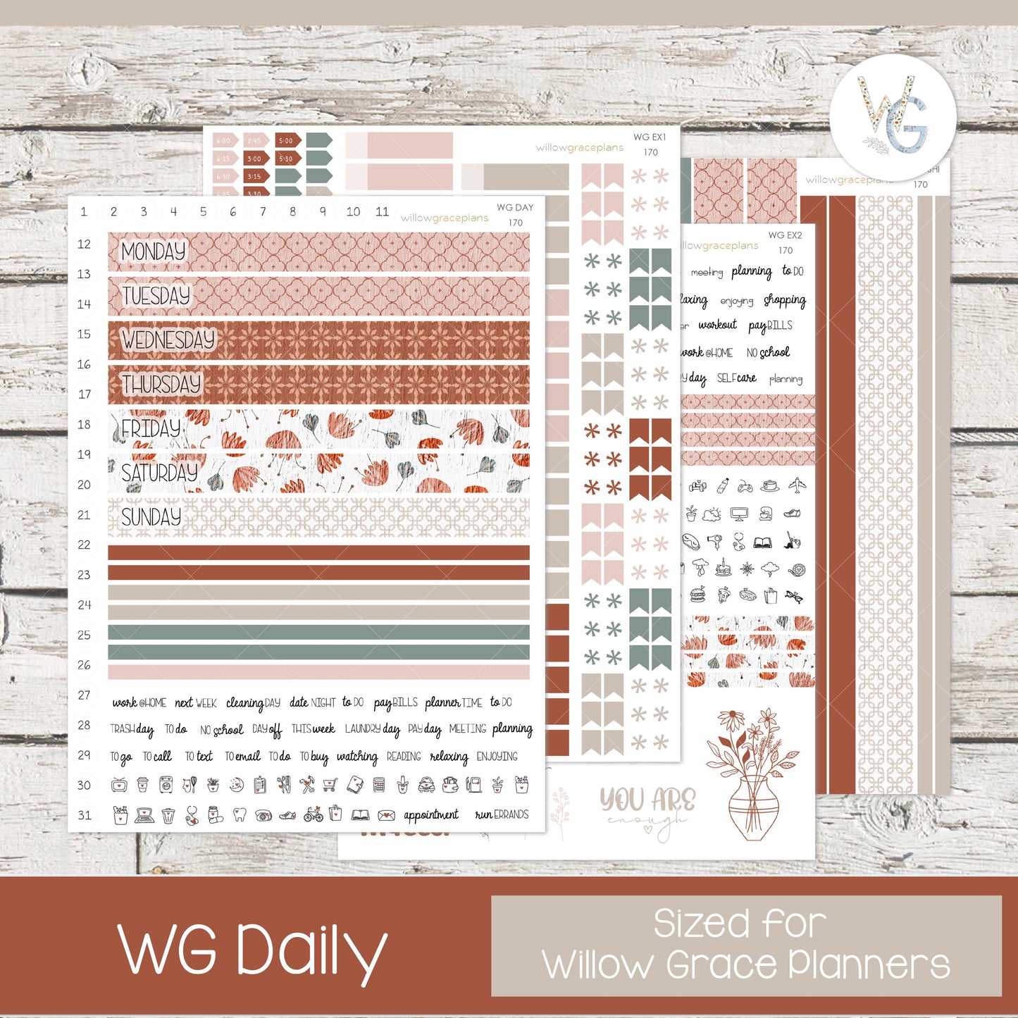 Willow Grace Planner Stickers - Daily Planner Stickers | WGD-170