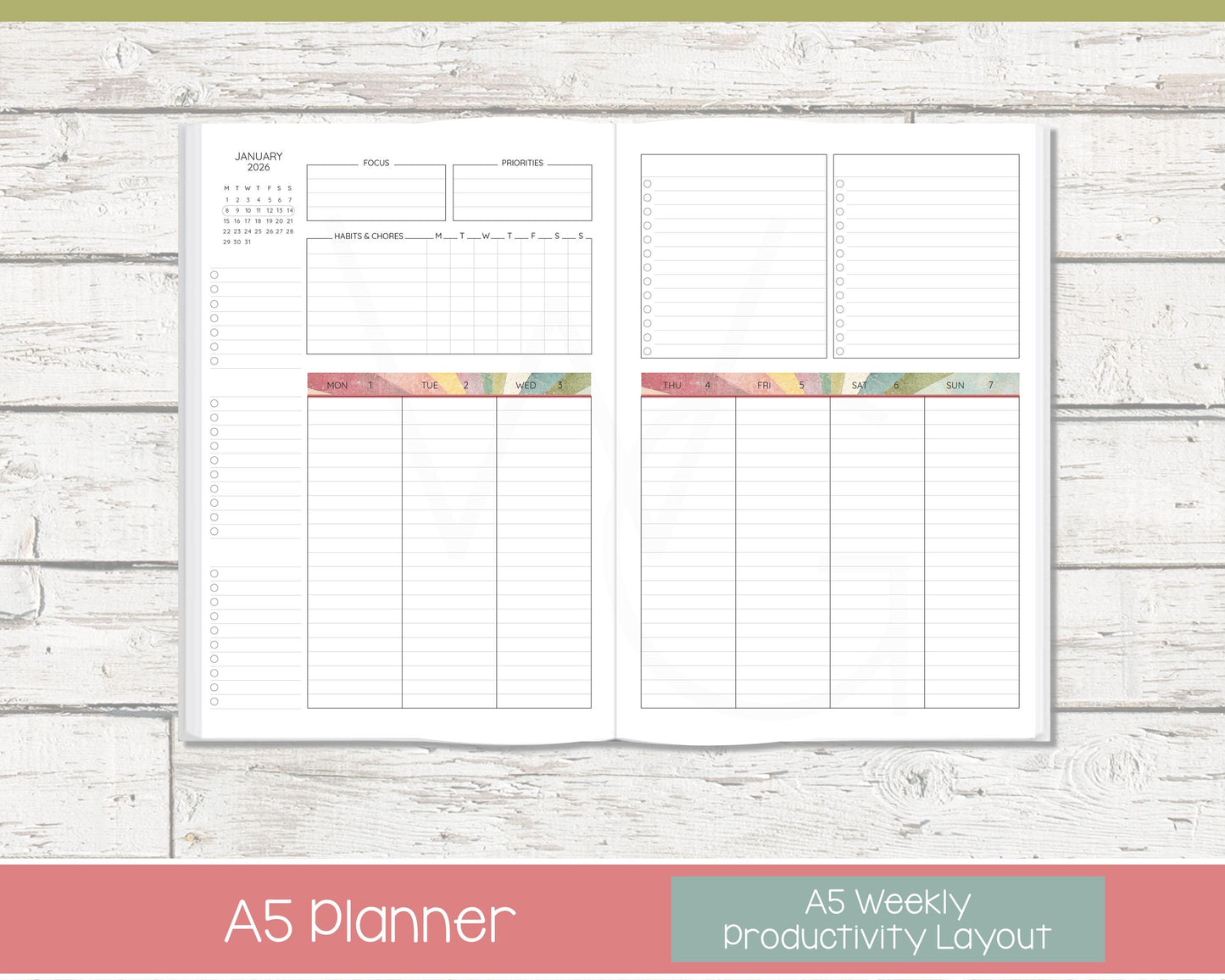 Weekly Personalized Planner | Productivity Weekly Planner | Lined Layout | Shine On