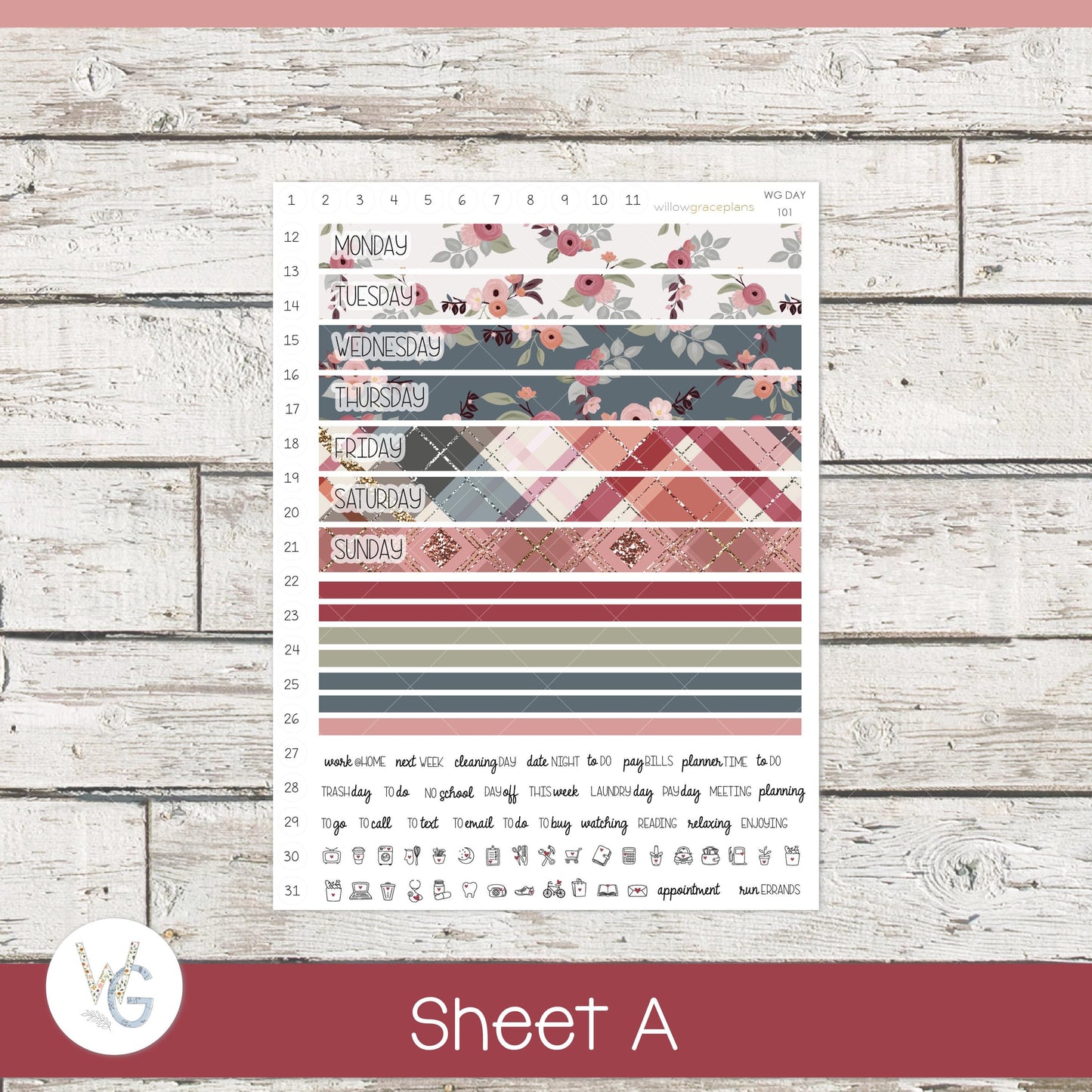 Willow Grace Planner Stickers - Daily Planner Stickers | WGD-101