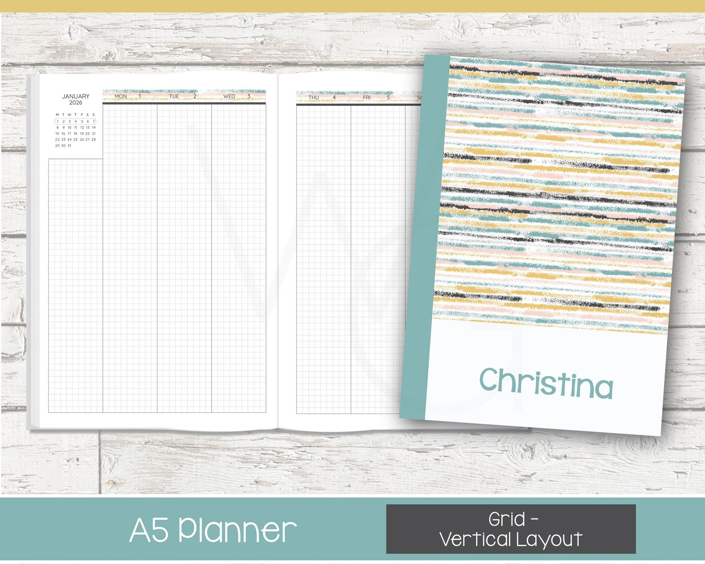 Weekly Personalized Planner | Vertical Weekly Planner | Grid Layout | Reflections