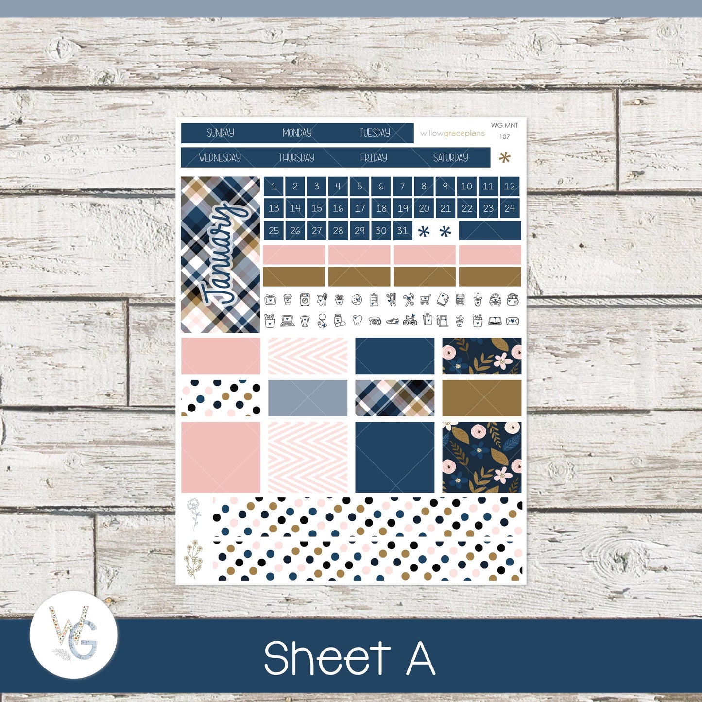 Willow Grace Planner Stickers - Monthly Planner Stickers | WGM-107