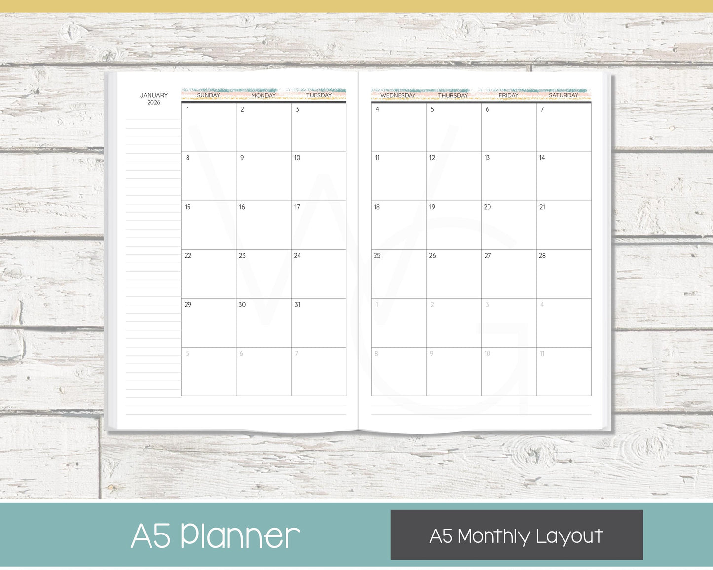 Complete Vertical Planner | Month, Week, Day Planner | Lined Layout | Reflections