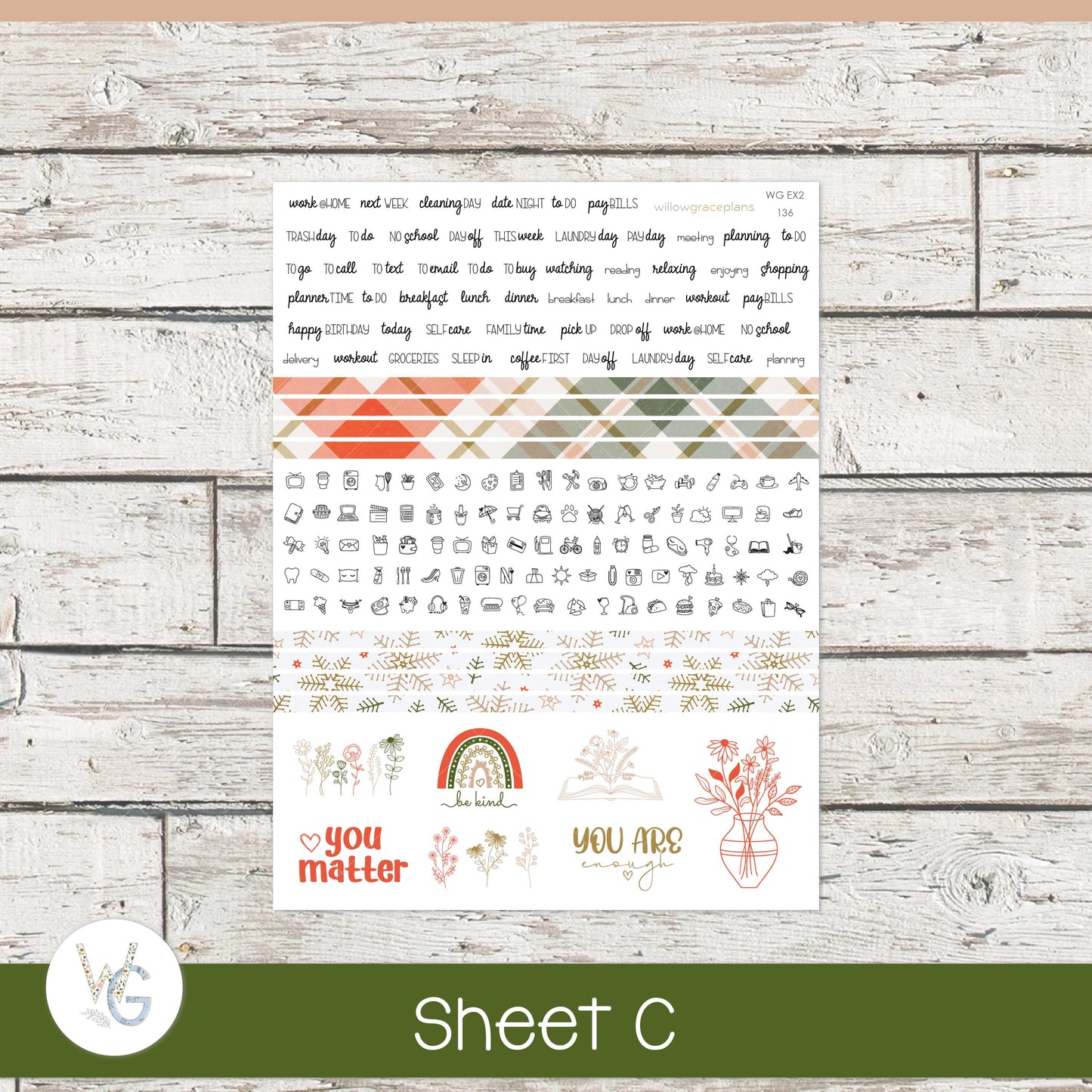 Willow Grace Planner Stickers - Daily Planner Stickers | WGD-136