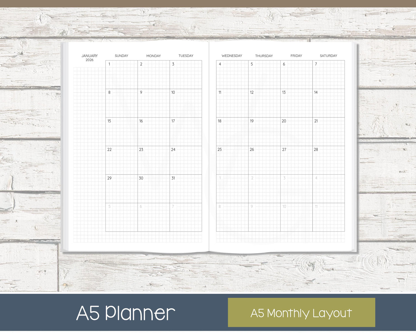 2026 Weekly Planner | Compact Vertical Weekly Planner | Grid Layout