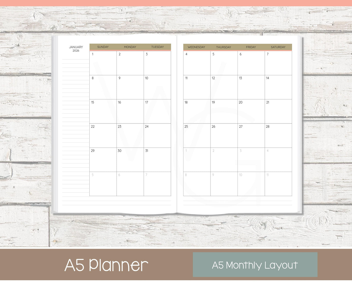 Weekly Personalized Planner | Horizontal Weekly Planner | Lined Layout | Cottage Bloom