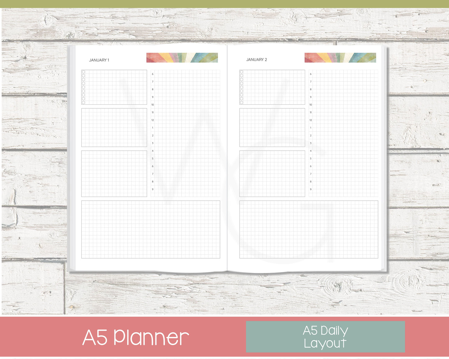 Complete Productivity Planer | Month, Week, Day Planner | Grid Layout | Shine On