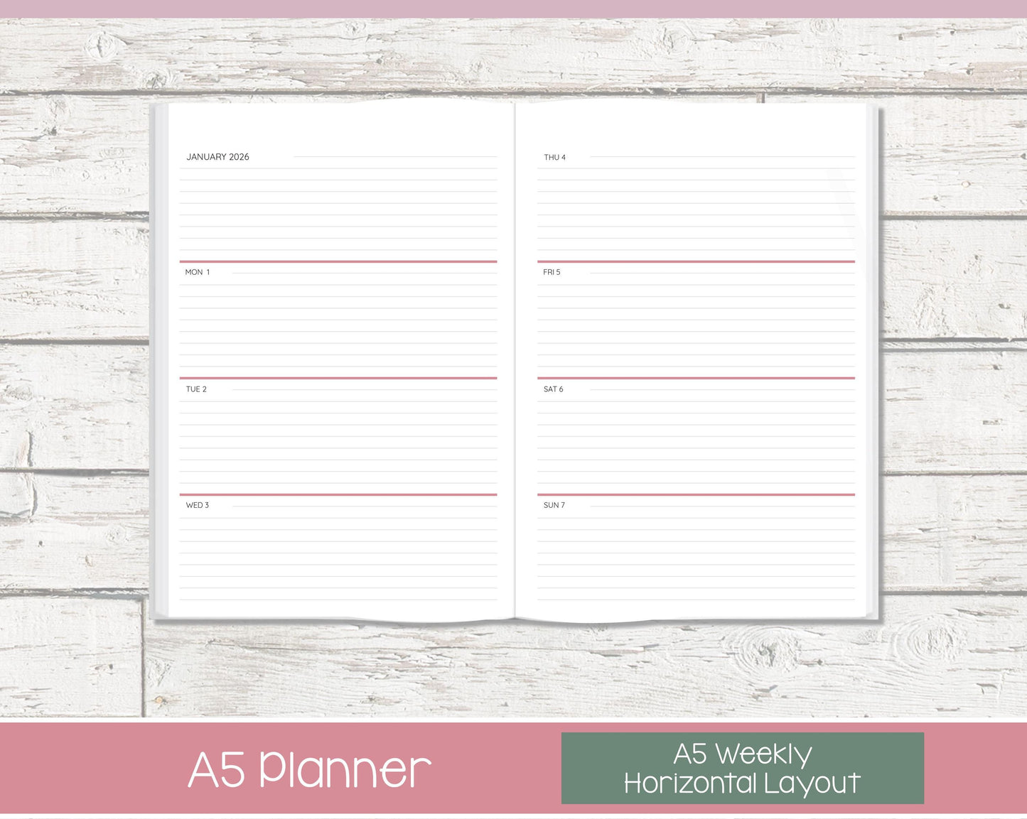 Weekly Personalized Planner | Horizontal Weekly Planner | Lined Layout | Petal Parade