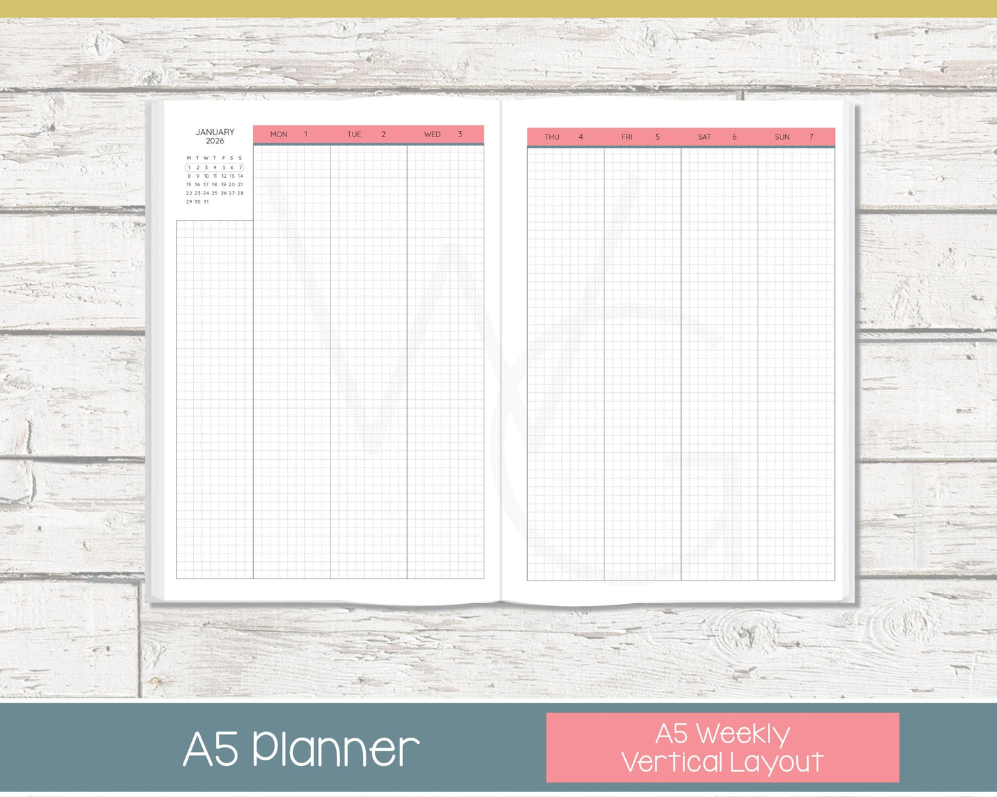 Weekly Personalized Planner | Vertical Weekly Planner | Grid Layout | Chevron Rainbow