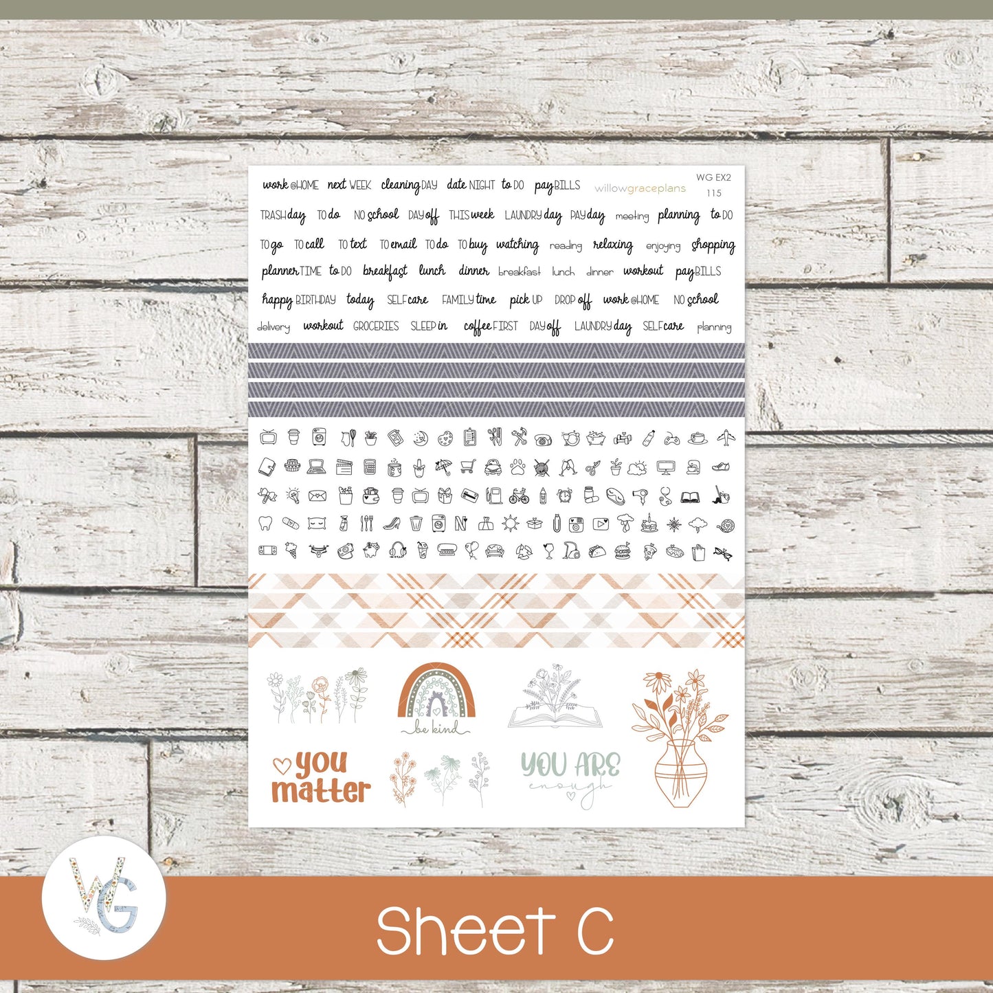 Willow Grace Planner Stickers - Daily Planner Stickers | WGD-115