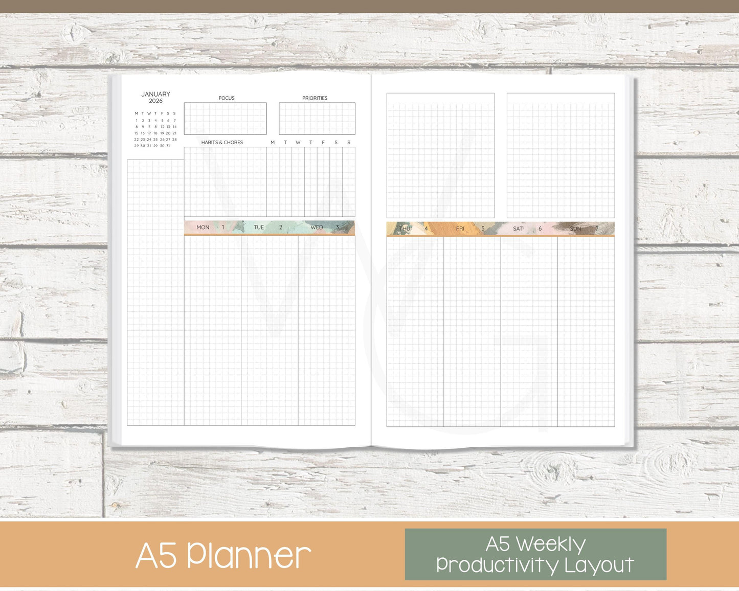 Weekly Personalized Planner | Productivity Weekly Planner | Grid Layout | Bloom