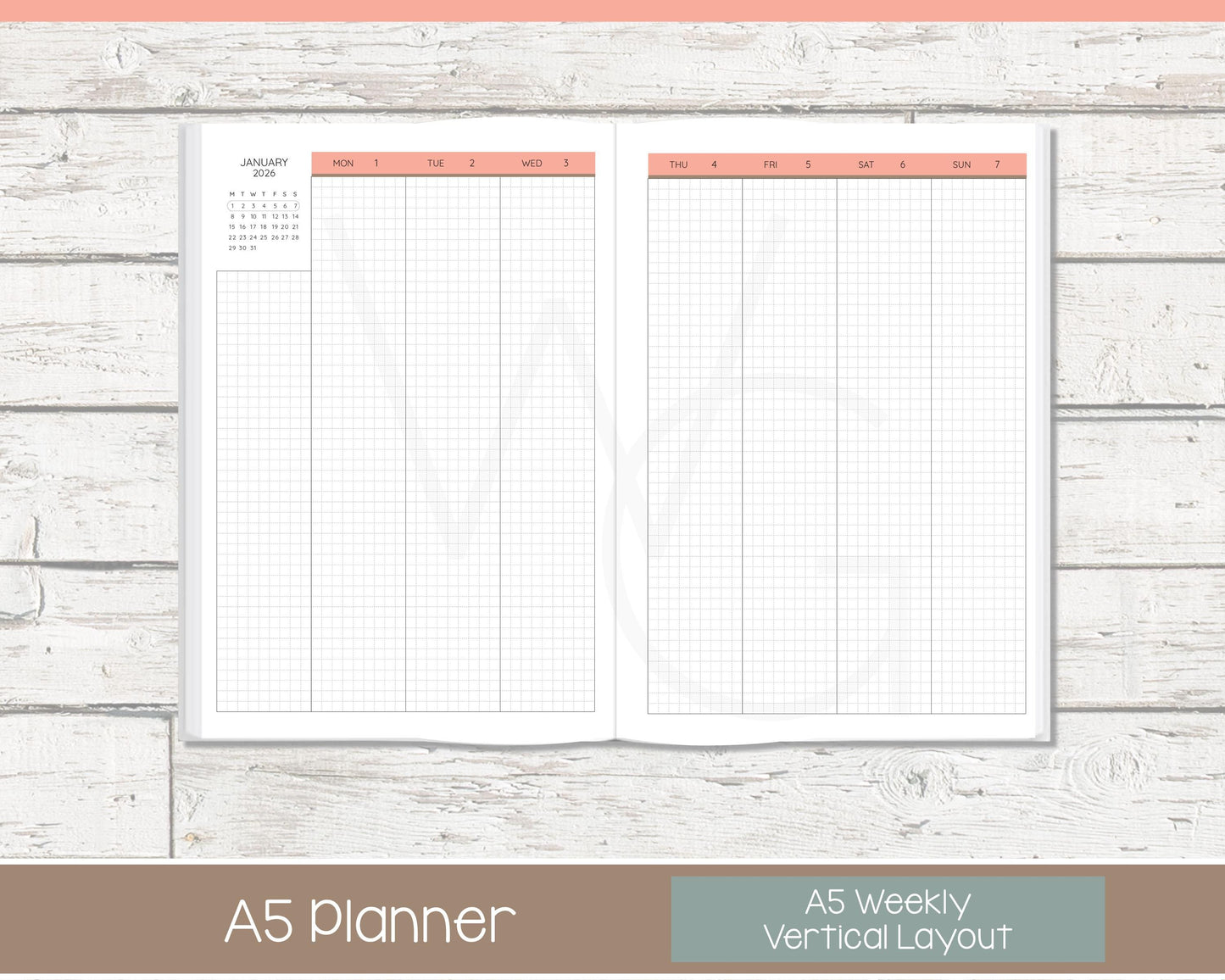 Weekly Personalized Planner | Vertical Weekly Planner | Grid Layout | Cottage Bloom