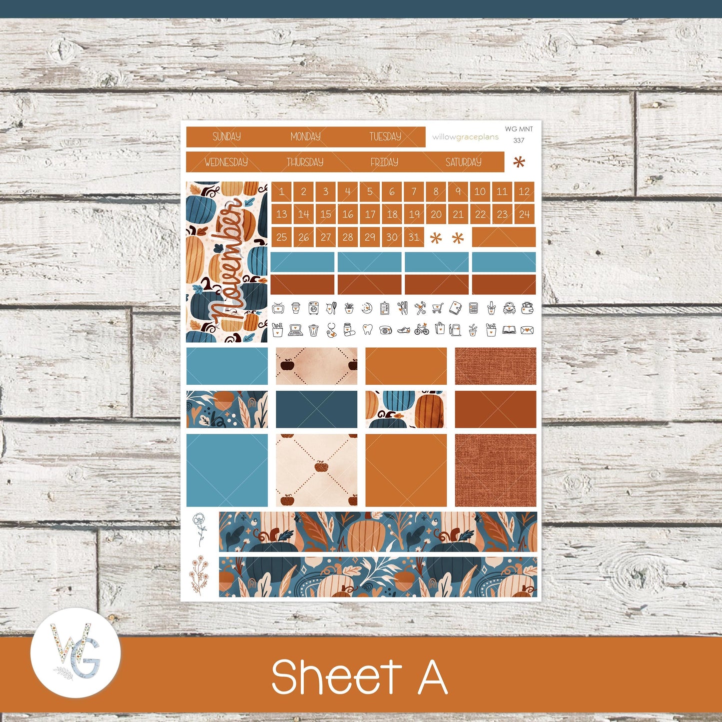 Willow Grace Planner Stickers - Monthly Planner Stickers | WGM-337