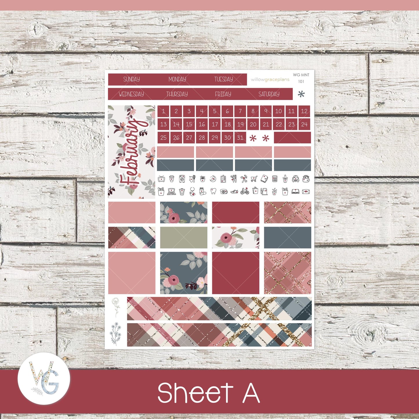 Willow Grace Planner Stickers - Monthly Planner Stickers | WGM-101