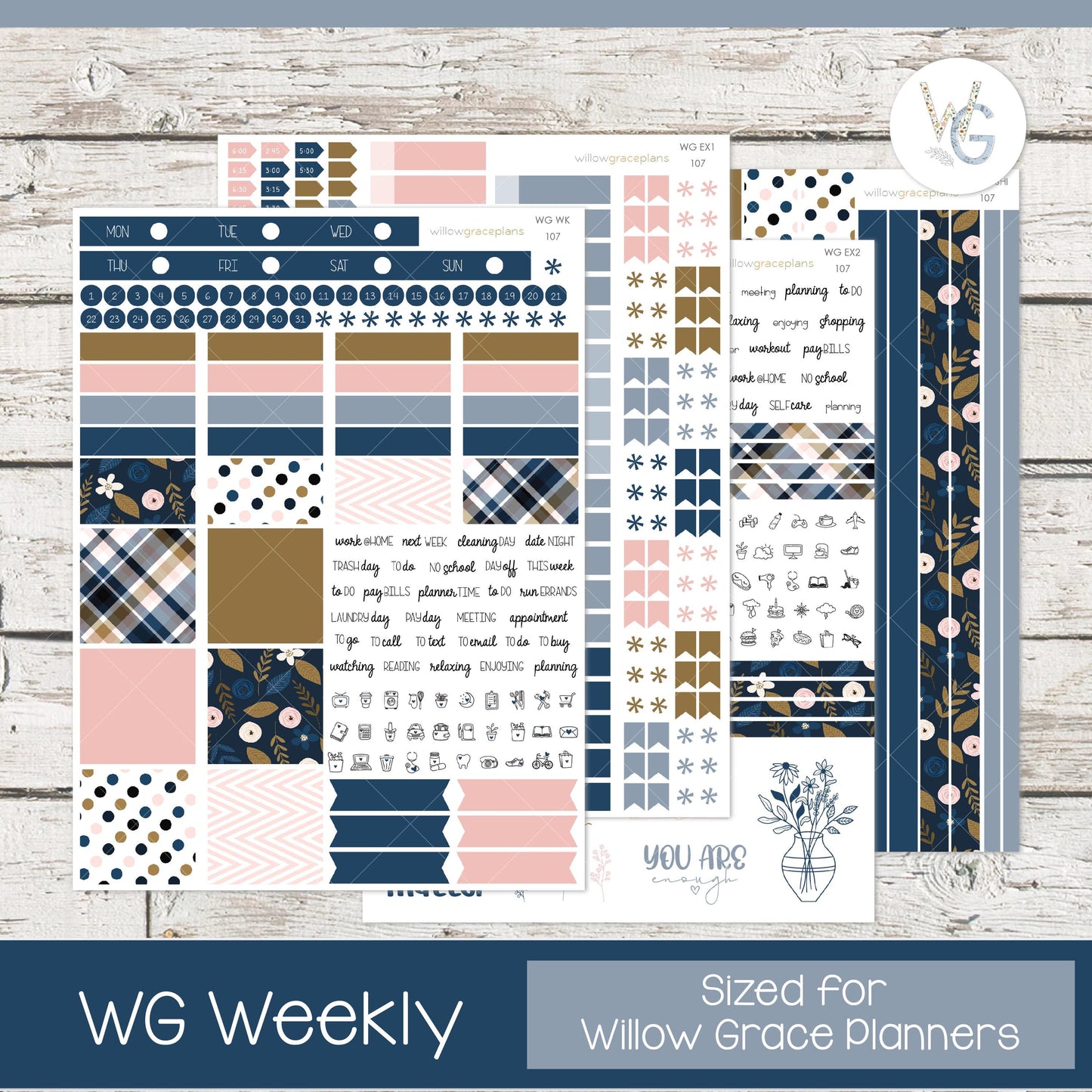 Willow Grace Planner Stickers - Weekly Planner Stickers | WGW-107