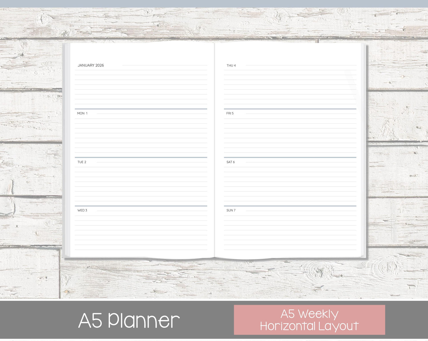 Weekly Personalized Planner | Horizontal Weekly Planner | Lined Layout | Vintage Blues