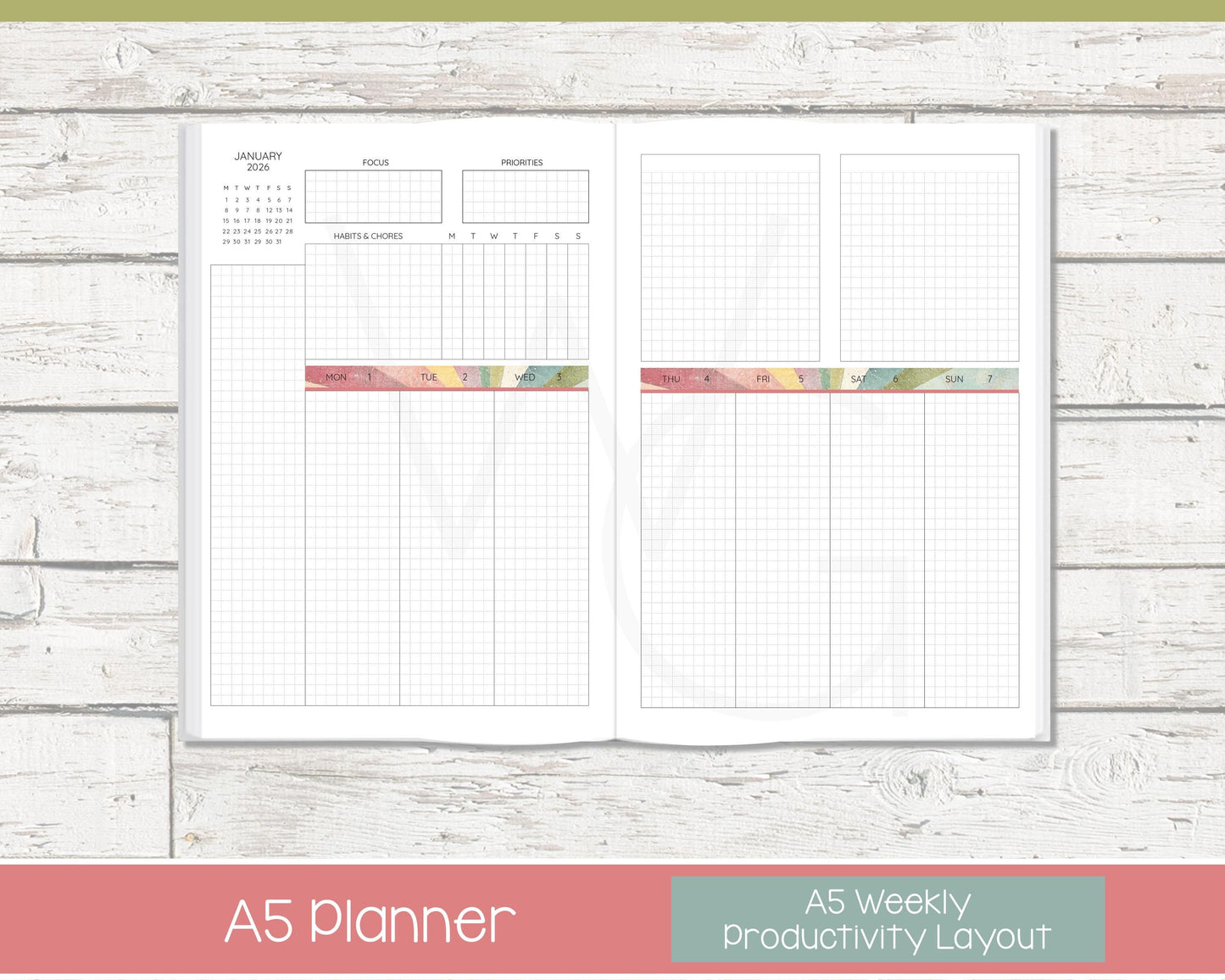 Weekly Personalized Planner | Productivity Weekly Planner | Grid Layout | Shine On