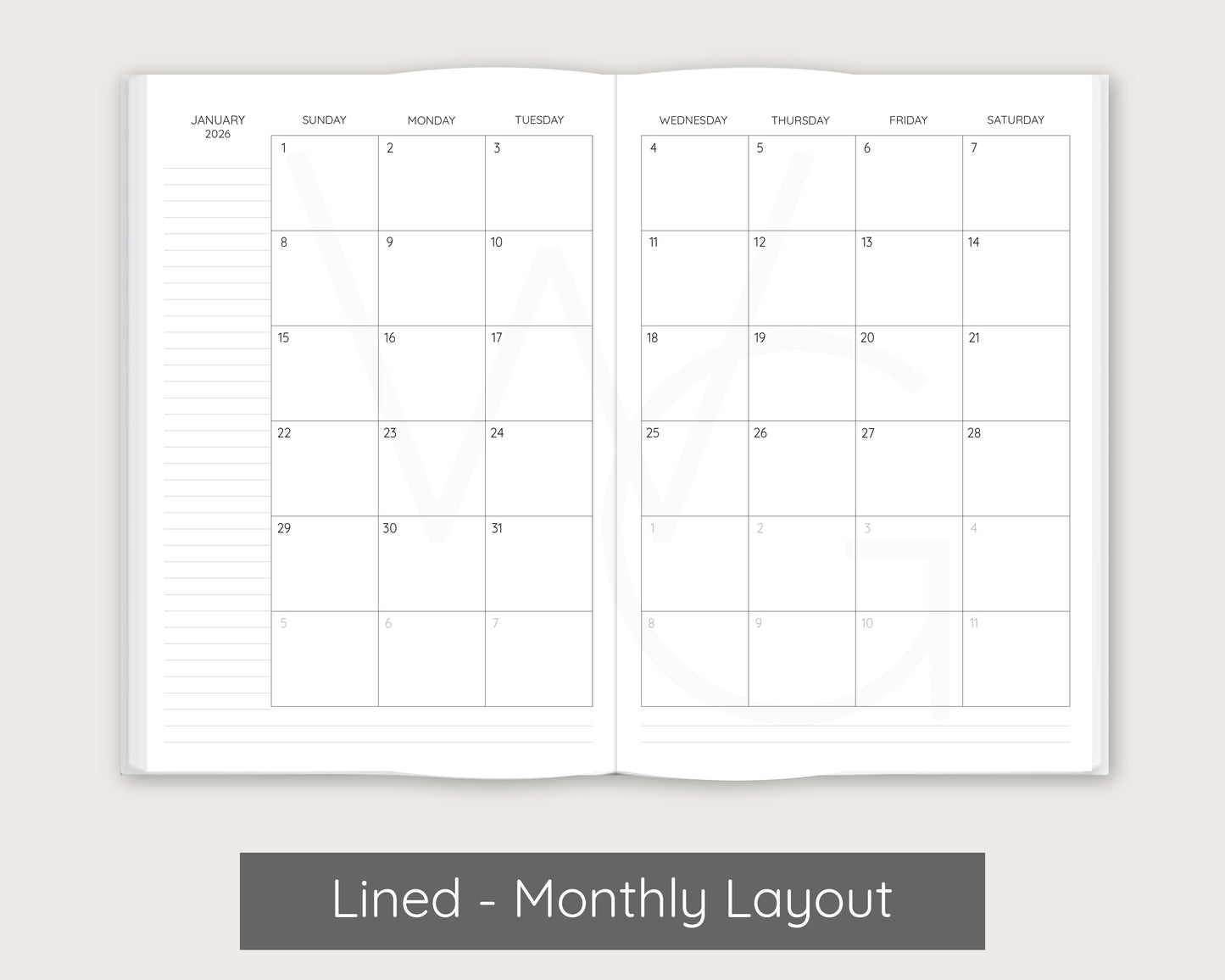 Studio Month + Week | Lined Productivity Planner