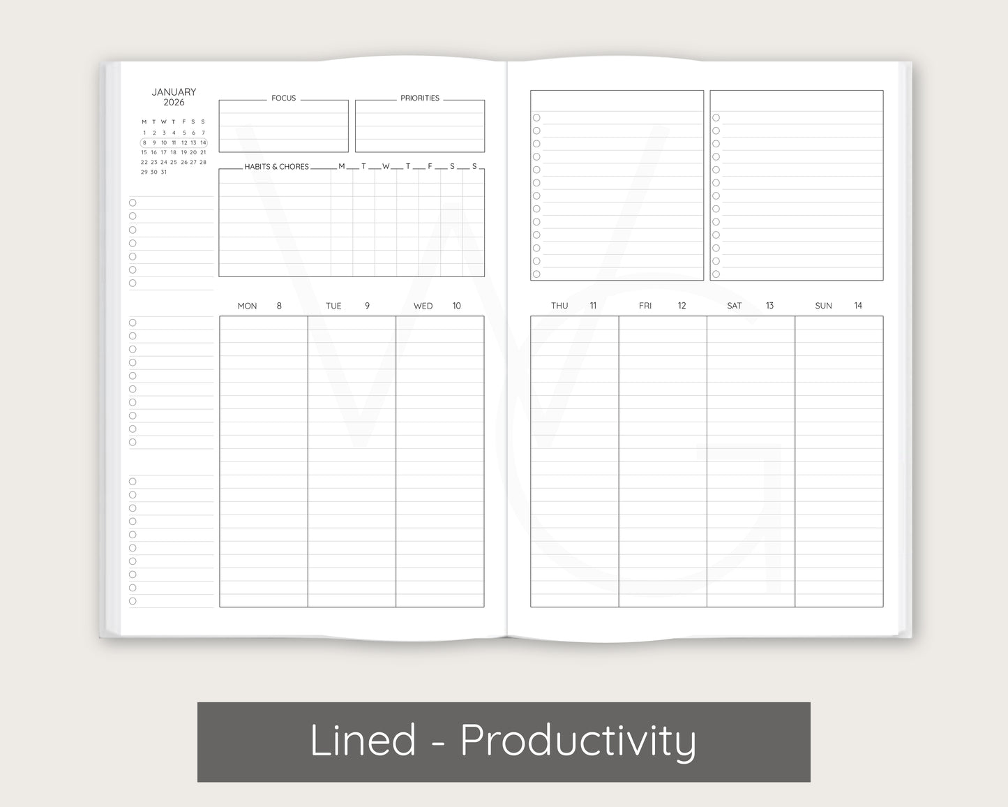 Studio Month + Week | Lined Productivity Planner