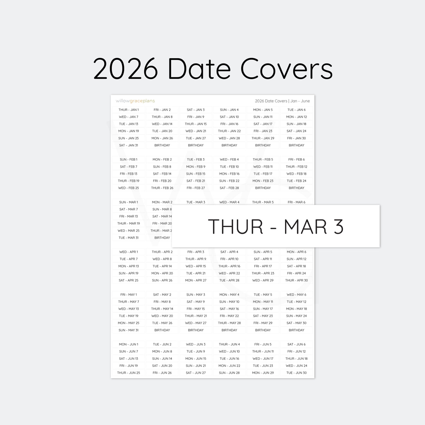 2026 Date Cover Stickers