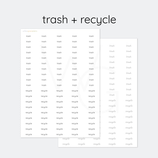 Trash + Recycle | Planner Word Stickers