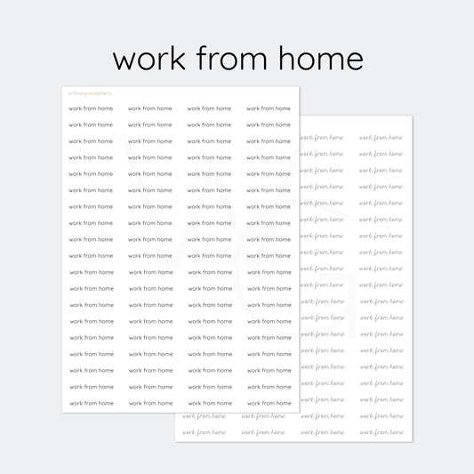 Work From Home | Planner Word Stickers