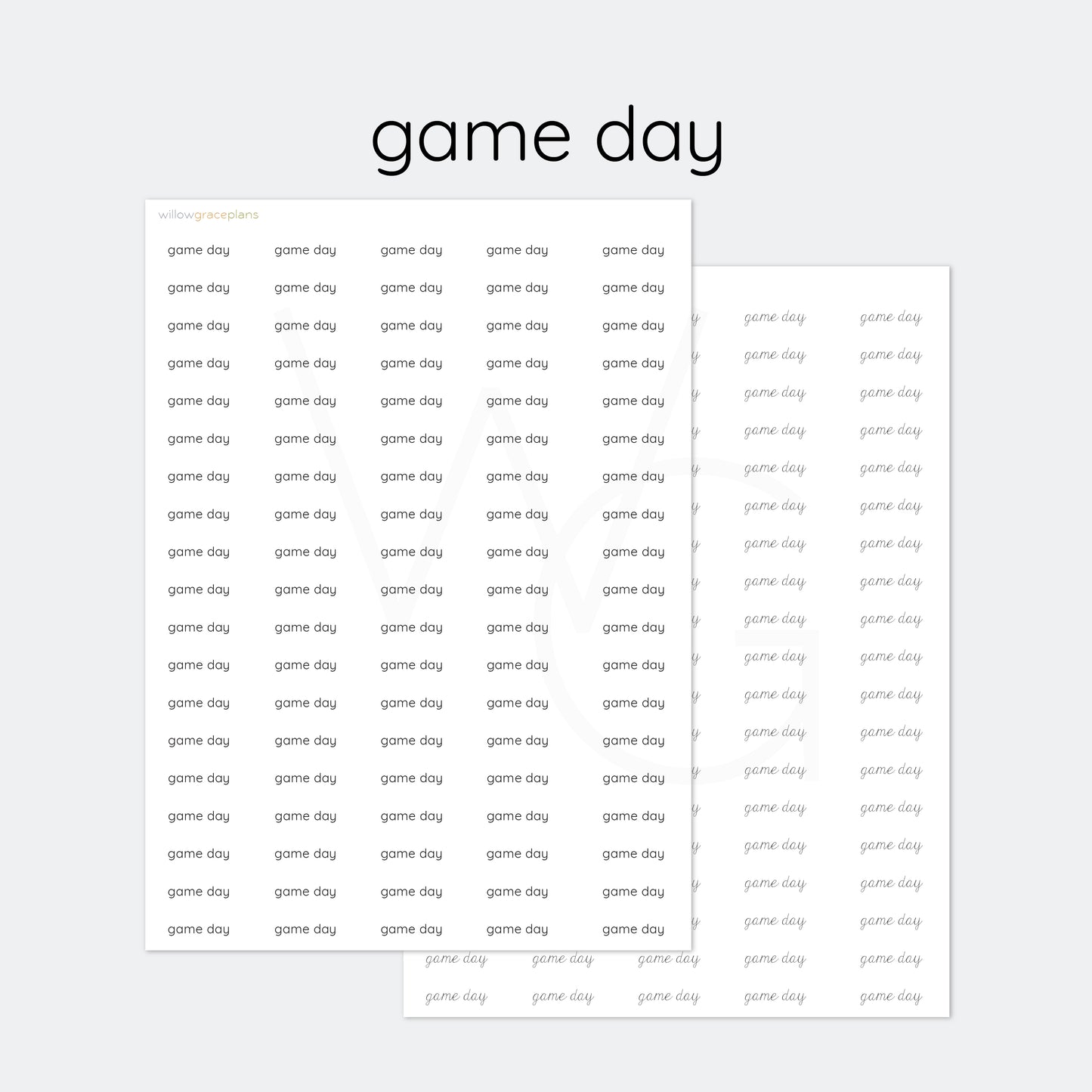 Game Day | Planner Word Stickers