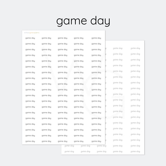 Game Day | Planner Word Stickers