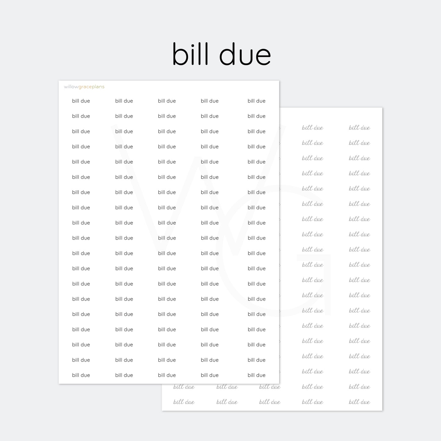 Bill Due | Planner Word Stickers