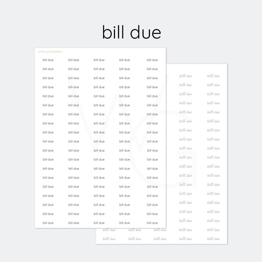 Bill Due | Planner Word Stickers
