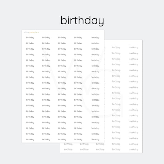 Birthday | Planner Word Stickers