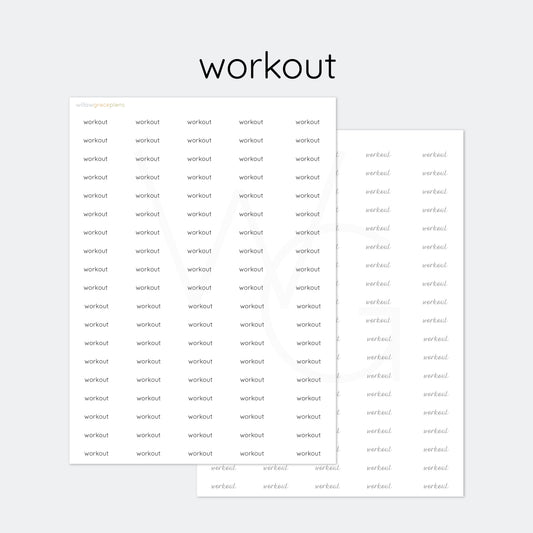 Workout | Planner Word Stickers