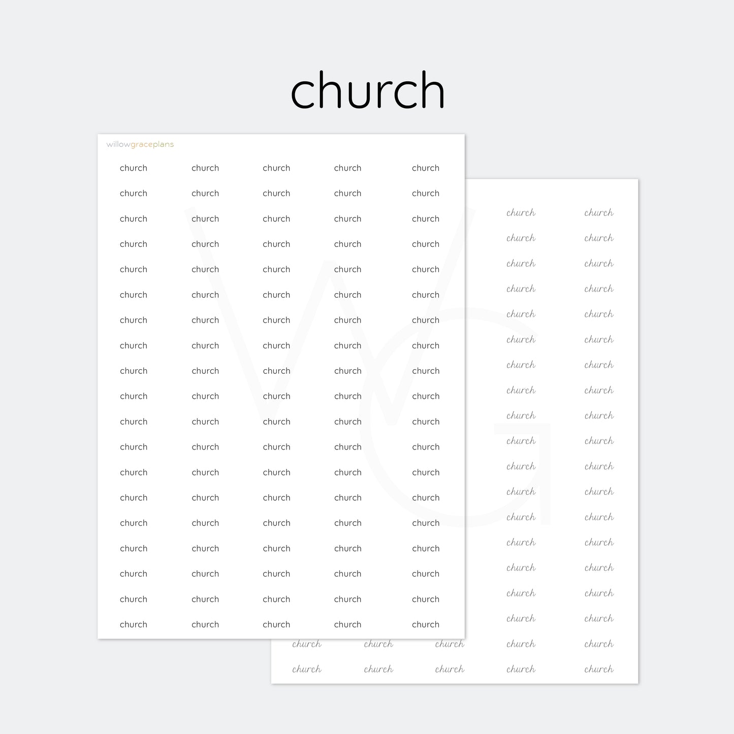 Church | Planner Word Stickers