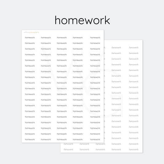 Homework | Planner Word Stickers