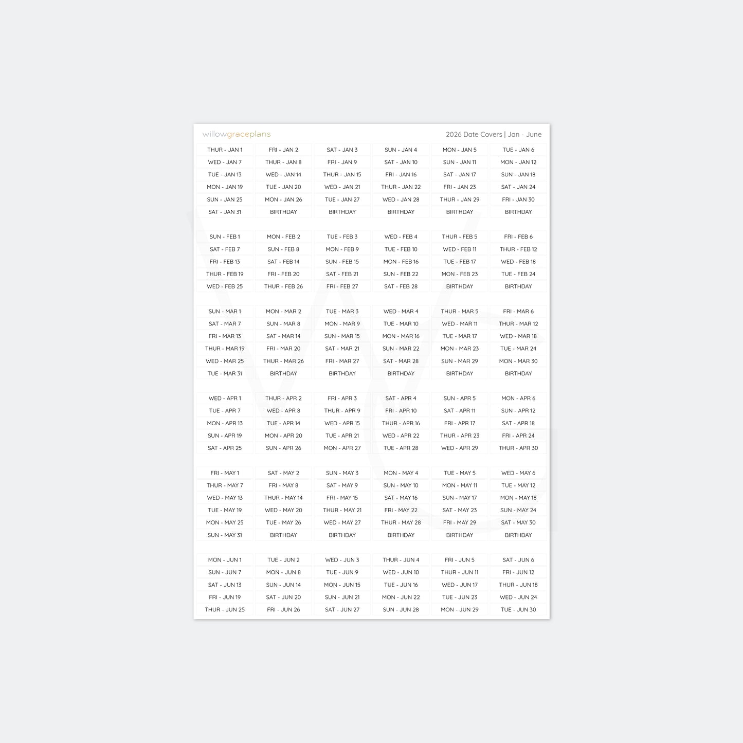 2026 Date Cover Stickers