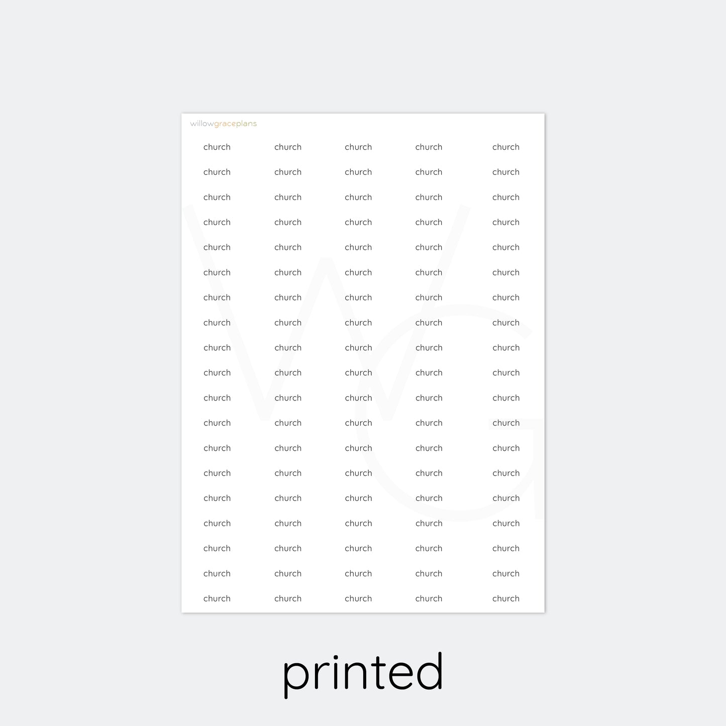 Church | Planner Word Stickers