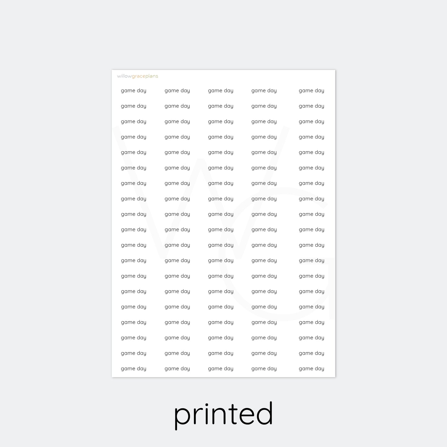 Game Day | Planner Word Stickers