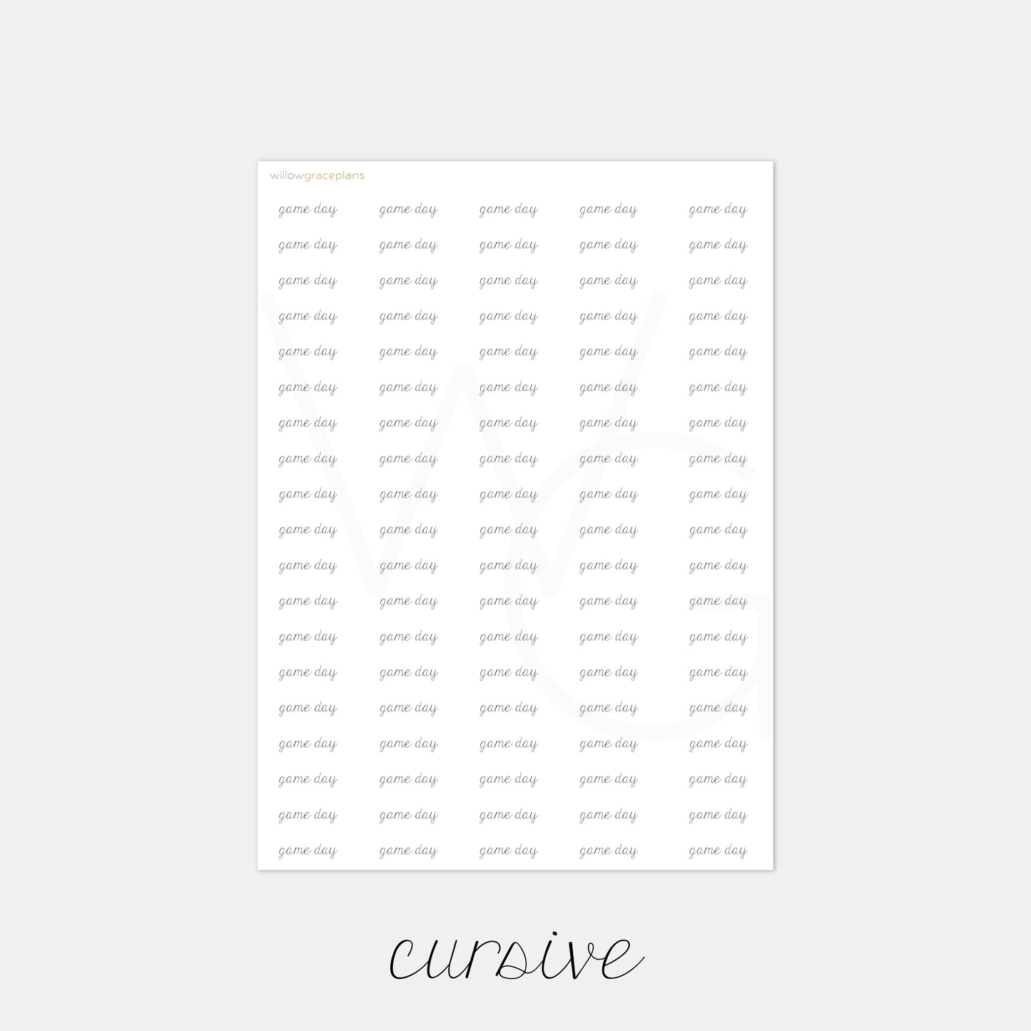 Game Day | Planner Word Stickers