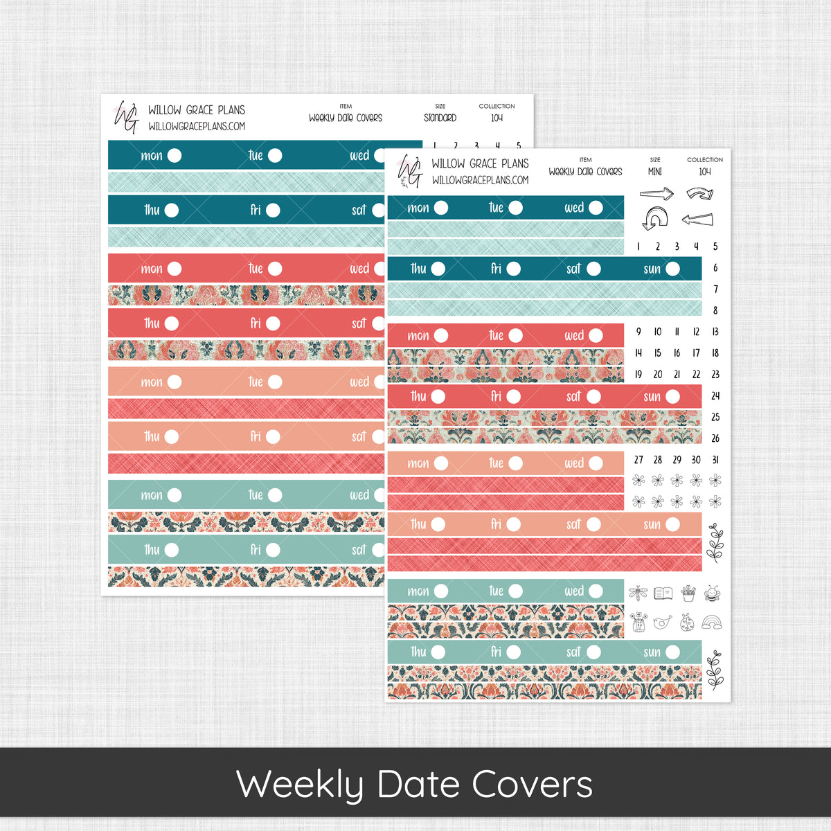 Weekly Date Covers | Aqua Bloom (104)