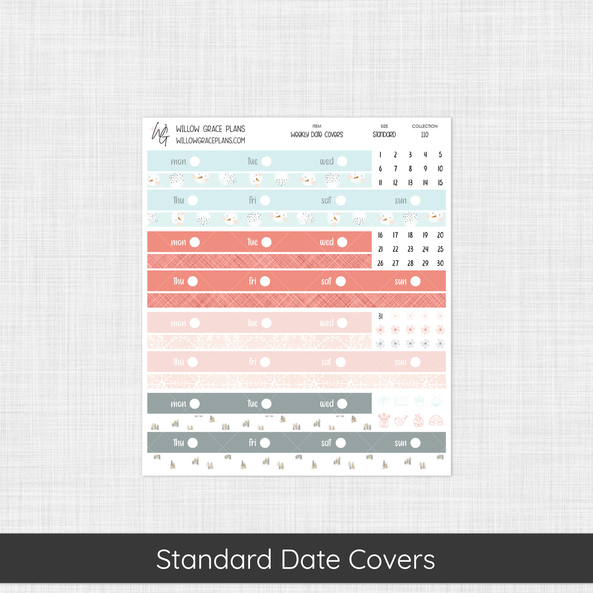 Weekly Date Covers | Winter Blush (110)