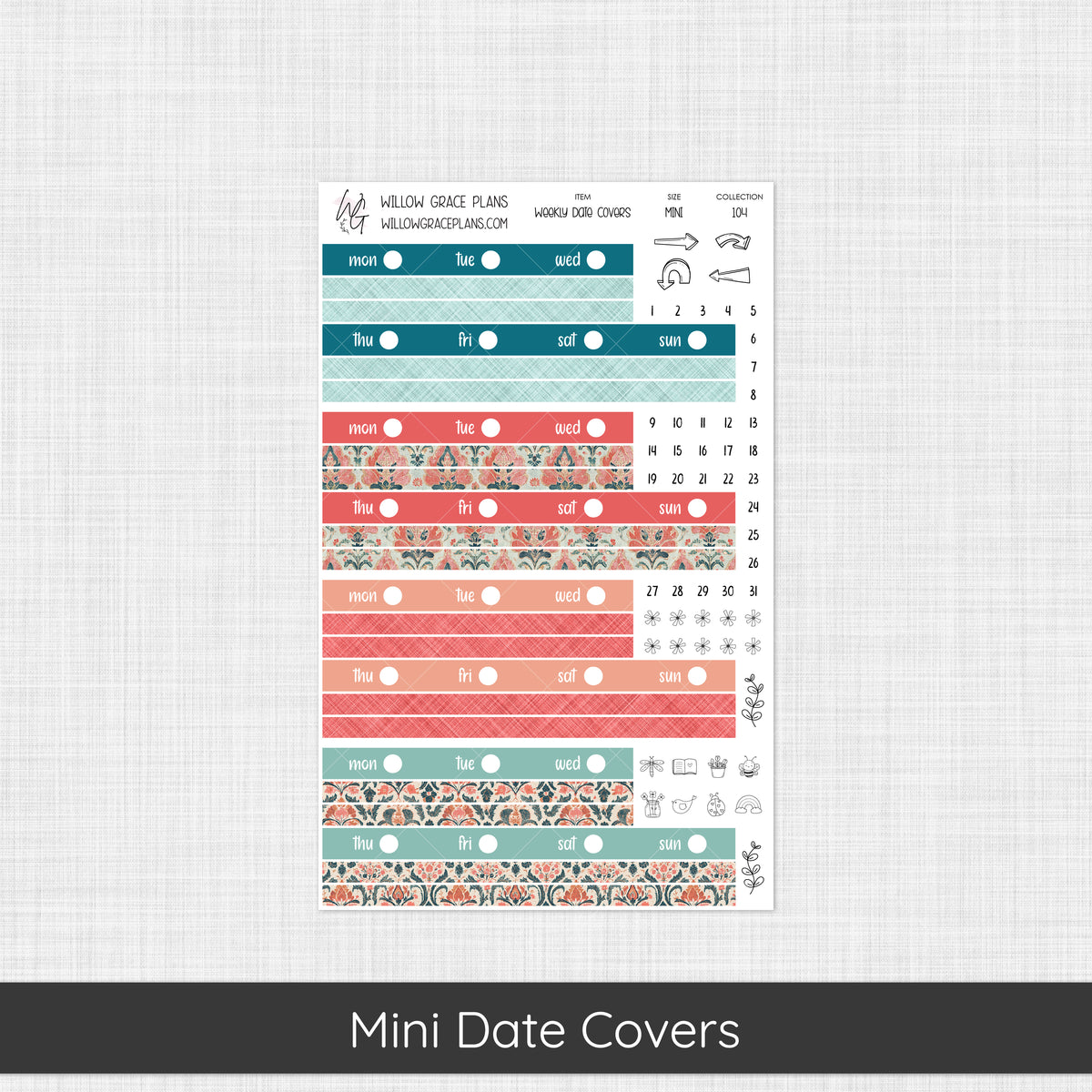 Weekly Date Covers | Aqua Bloom (104)