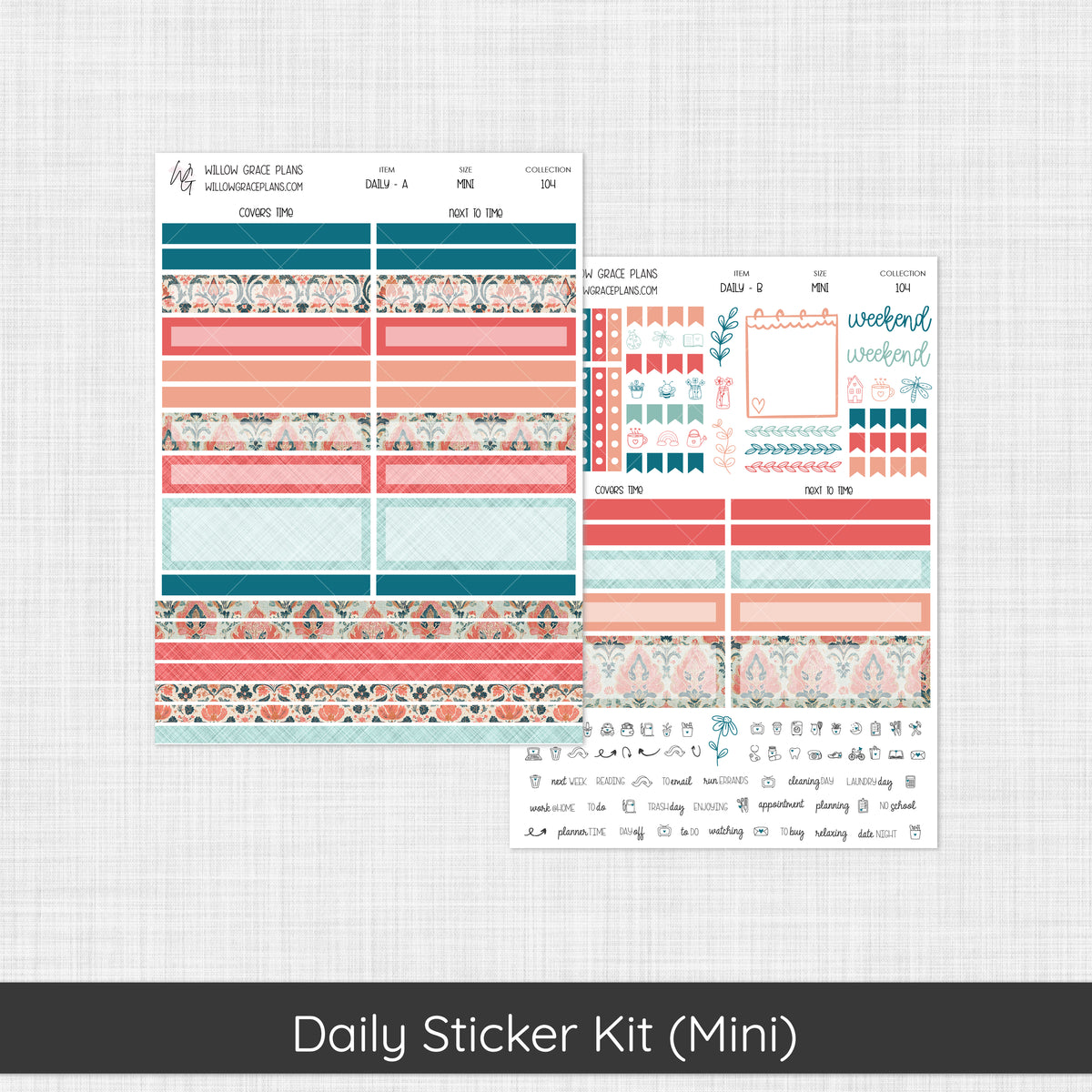 Daily Sticker Kit | Aqua Bloom (104)