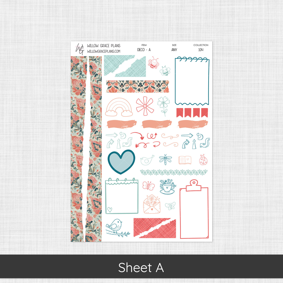 Deco + Embellishments | Aqua Bloom (104)