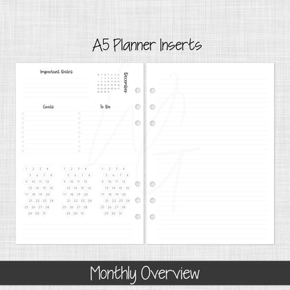 A5 Planner Inserts | December 2026